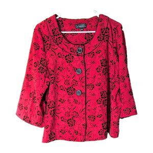 Elementz Women's L Blazer Jacket Velvet Burnout Floral Career Event